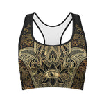 Gold Hamsa Hand Print Women's Sports Bra
