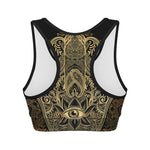 Gold Hamsa Hand Print Women's Sports Bra