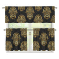 Gold Hamsa Pattern Print 3 Piece Kitchen Curtains