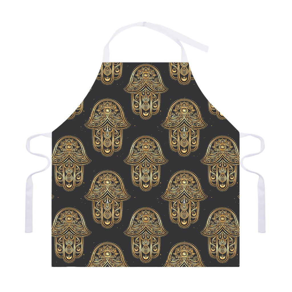 Gold Hamsa Pattern Print Adjustable Apron