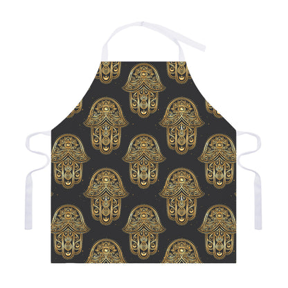 Gold Hamsa Pattern Print Adjustable Apron