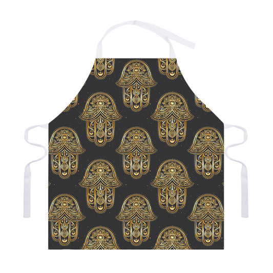 Gold Hamsa Pattern Print Adjustable Apron