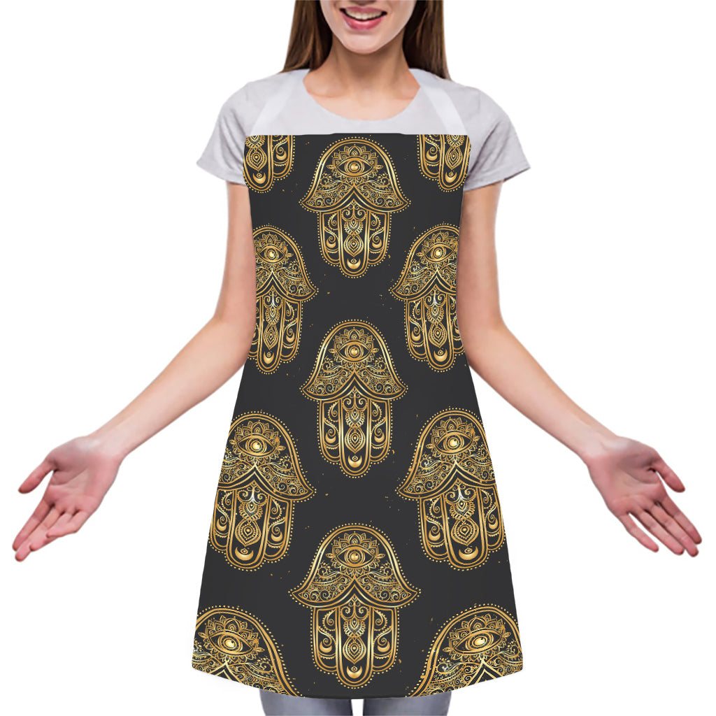 Gold Hamsa Pattern Print Adjustable Apron