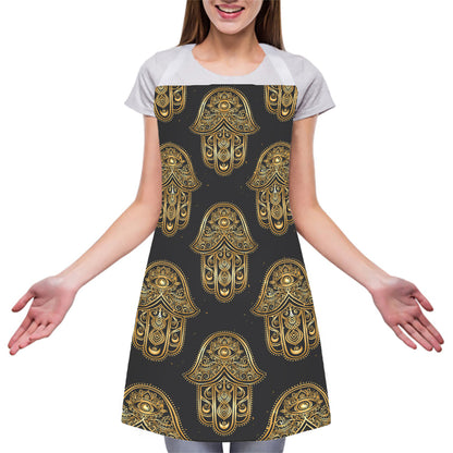 Gold Hamsa Pattern Print Adjustable Apron