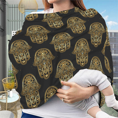 Gold Hamsa Pattern Print Baby Seat Cover