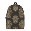 Gold Hamsa Pattern Print School Backpack