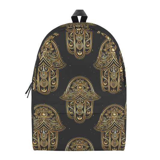 Gold Hamsa Pattern Print Backpack