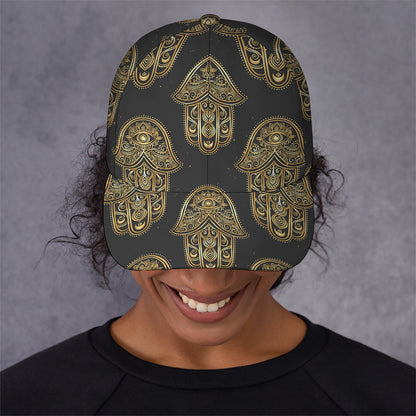 Gold Hamsa Pattern Print Baseball Cap