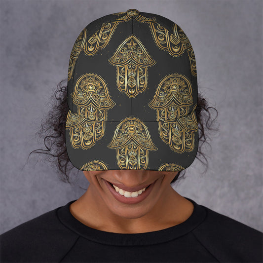 Gold Hamsa Pattern Print Baseball Cap