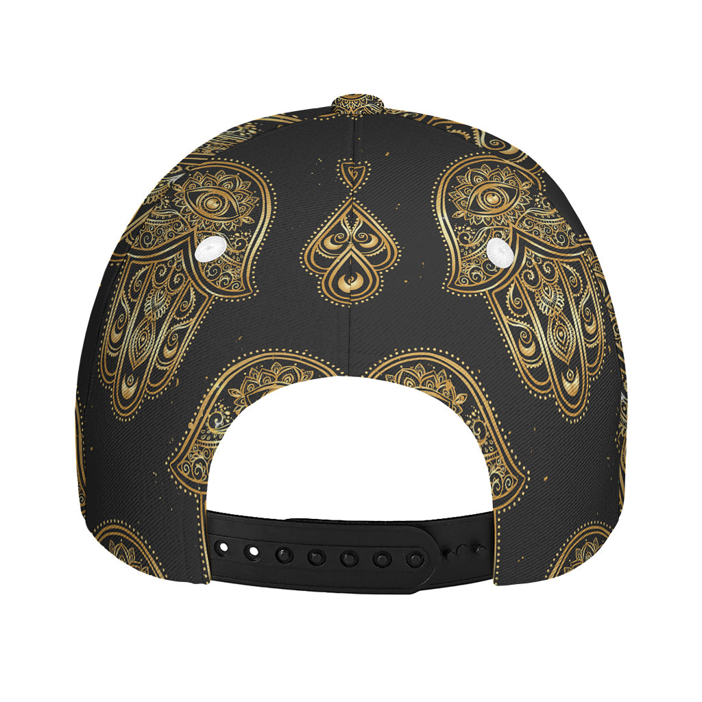 Gold Hamsa Pattern Print Baseball Cap