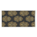 Gold Hamsa Pattern Print Beach Towel