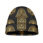 Gold Hamsa Pattern Print Beanie