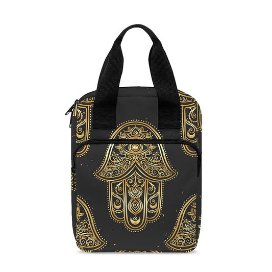 Gold Hamsa Pattern Print Bible Tote Bag