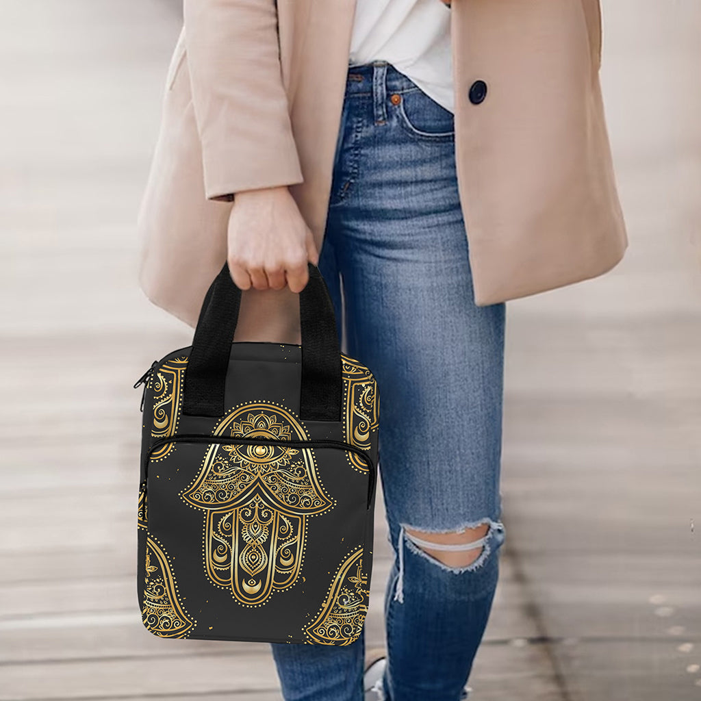 Gold Hamsa Pattern Print Bible Tote Bag