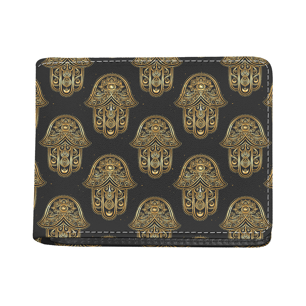 Gold Hamsa Pattern Print Bifold Wallet