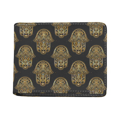 Gold Hamsa Pattern Print Bifold Wallet