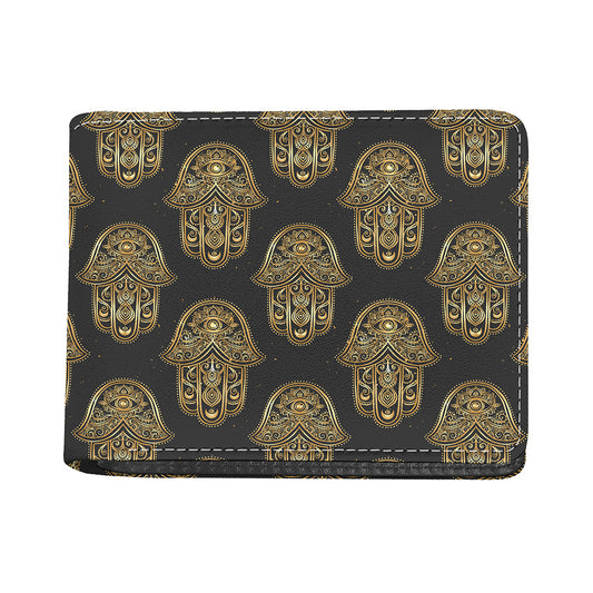 Gold Hamsa Pattern Print Bifold Wallet