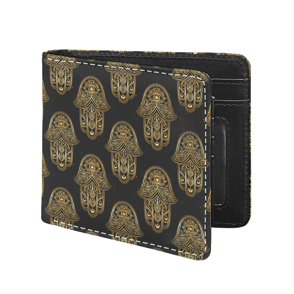 Gold Hamsa Pattern Print Bifold Wallet