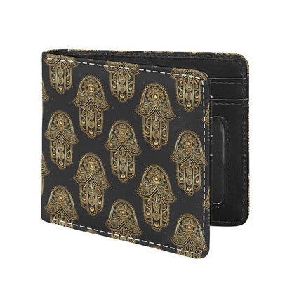 Gold Hamsa Pattern Print Bifold Wallet
