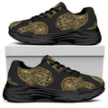 Gold Hamsa Pattern Print Black Chunky Shoes