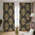 Gold Hamsa Pattern Print Dimout Pencil Pleat Curtains