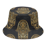 Gold Hamsa Pattern Print Bucket Hat