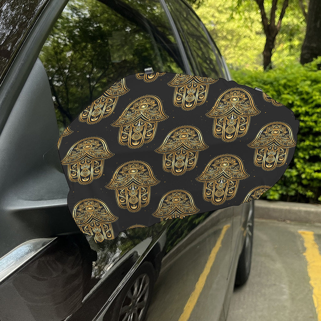 Gold Hamsa Pattern Print Car Side Mirror Covers