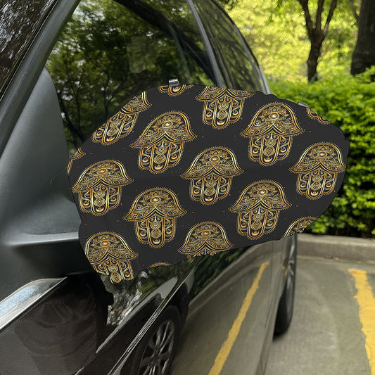 Gold Hamsa Pattern Print Car Side Mirror Covers