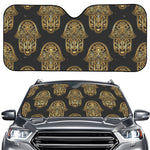 Gold Hamsa Pattern Print Car Windshield Sun Shade