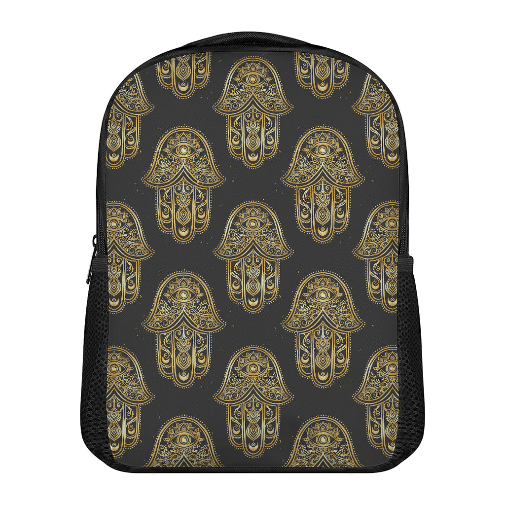 Gold Hamsa Pattern Print Casual Backpack