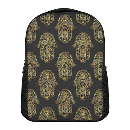 Gold Hamsa Pattern Print Casual Backpack