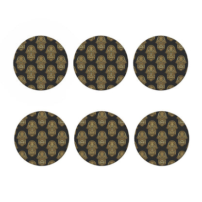 Gold Hamsa Pattern Print Coaster Set