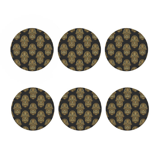 Gold Hamsa Pattern Print Coaster Set