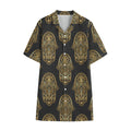 Gold Hamsa Pattern Print Cotton Hawaiian Shirt