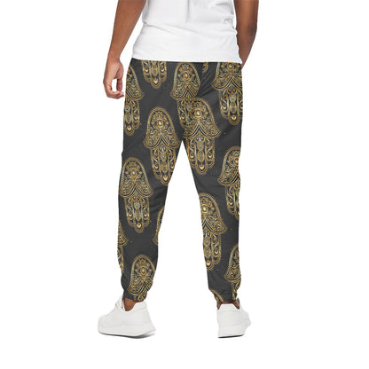 Gold Hamsa Pattern Print Cotton Pants