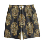 Gold Hamsa Pattern Print Cotton Shorts