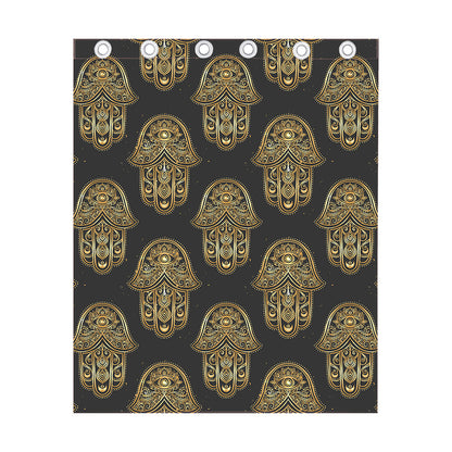 Gold Hamsa Pattern Print Curtain