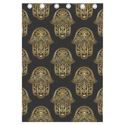 Gold Hamsa Pattern Print Curtain