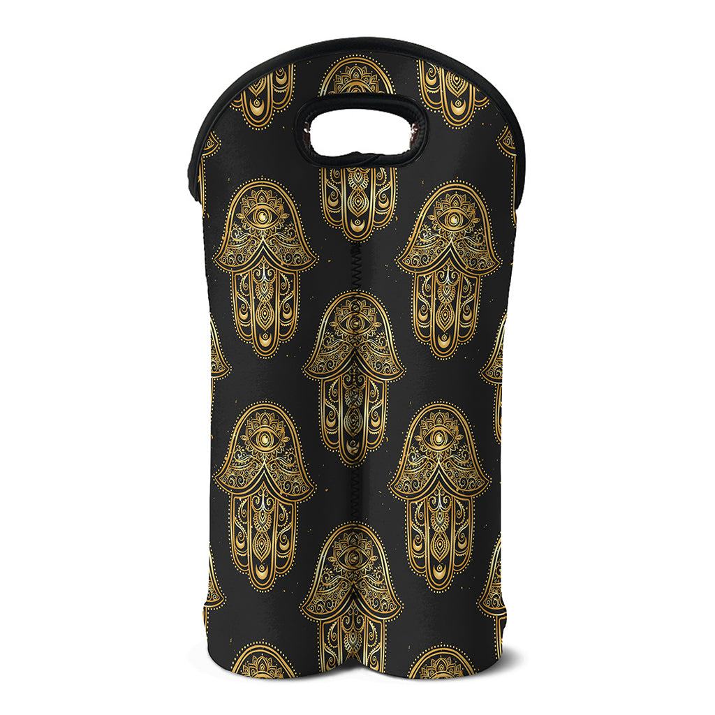 Gold Hamsa Pattern Print Double Neoprene Wine Tote