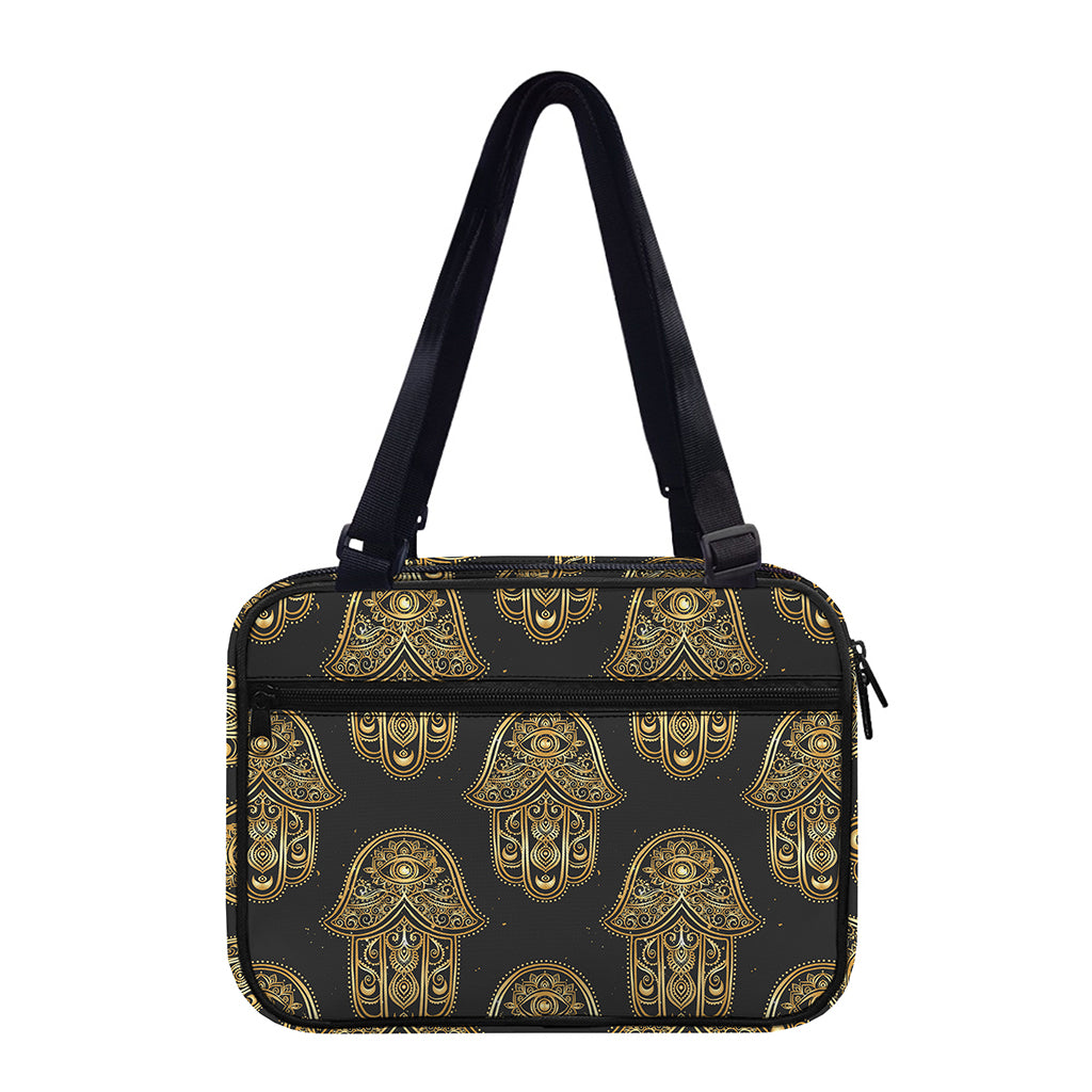 Gold Hamsa Pattern Print Double Strap Bible Bag