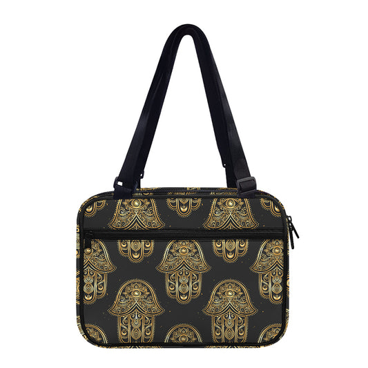 Gold Hamsa Pattern Print Double Strap Bible Bag