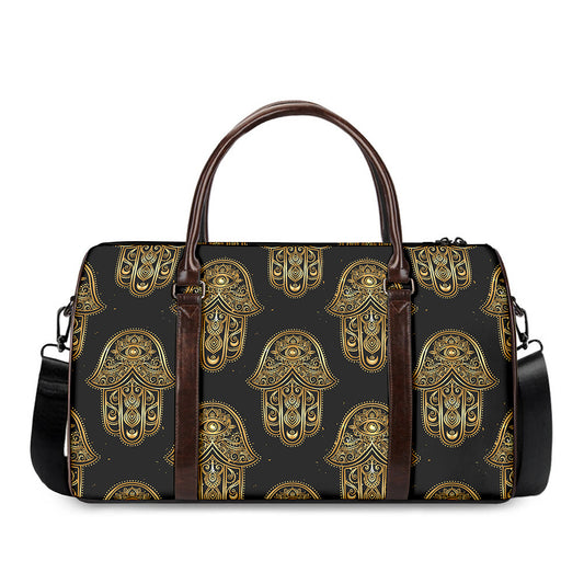 Gold Hamsa Pattern Print Duffle Bag