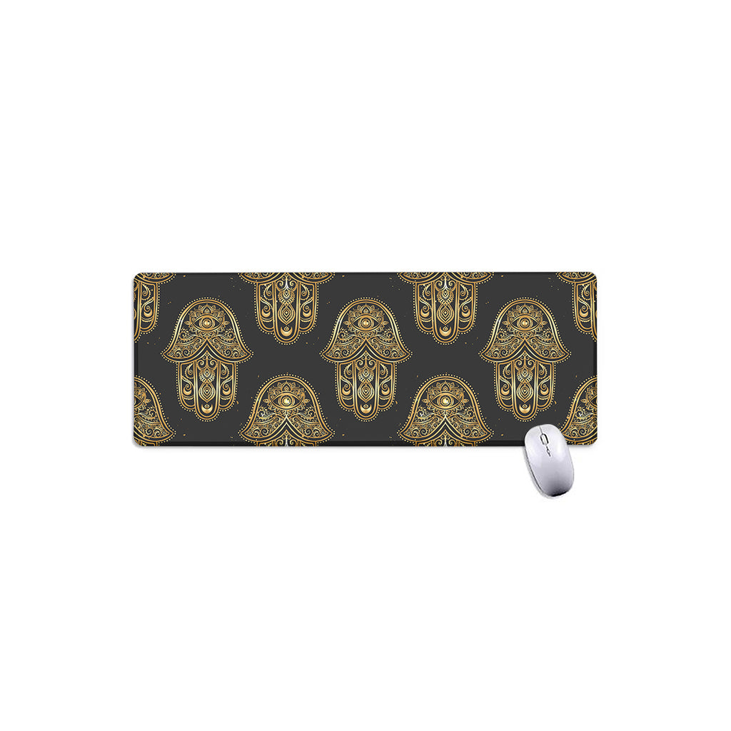 Gold Hamsa Pattern Print Extended Mouse Pad