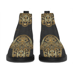 Gold Hamsa Pattern Print Flat Ankle Boots