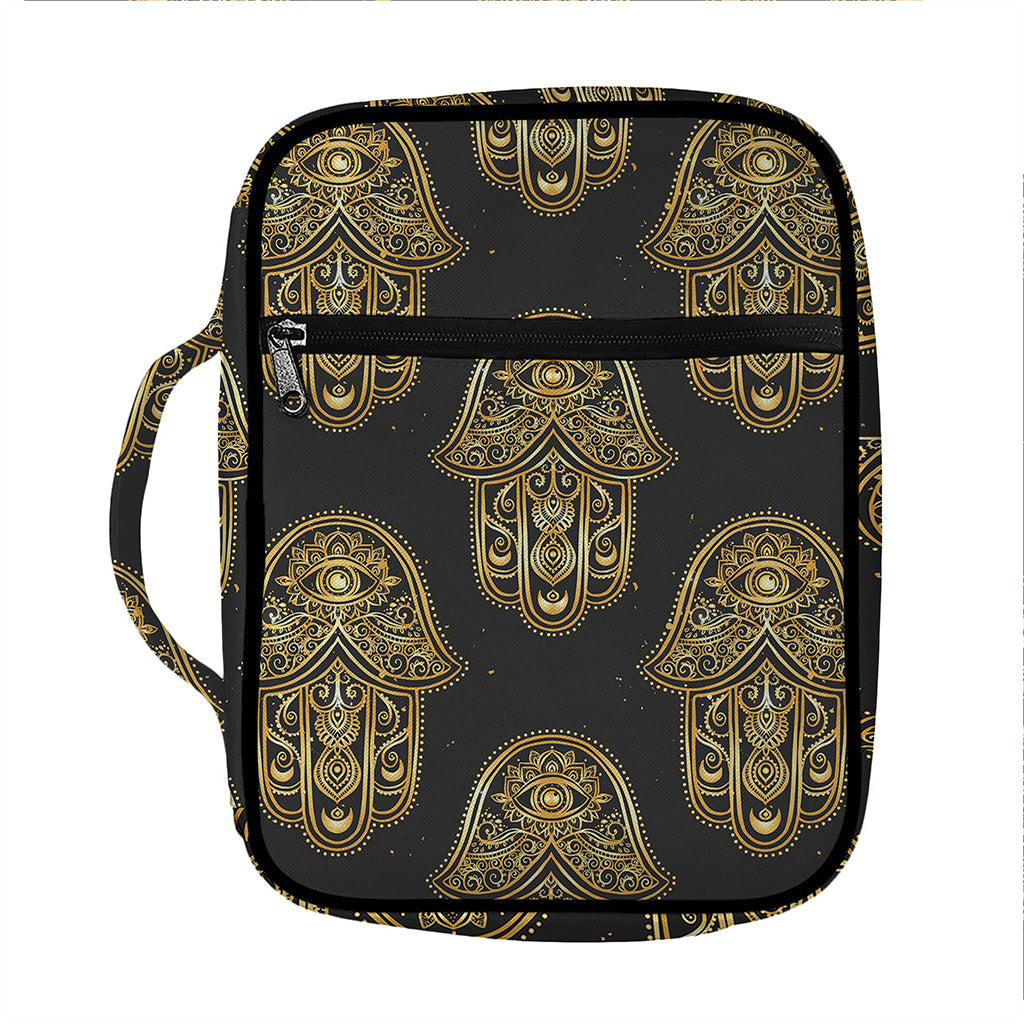 Gold Hamsa Pattern Print Front Pocket Bible Bag