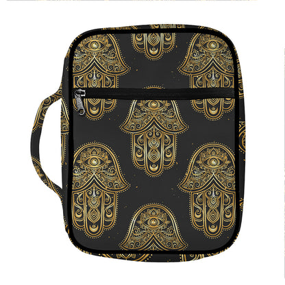 Gold Hamsa Pattern Print Front Pocket Bible Bag