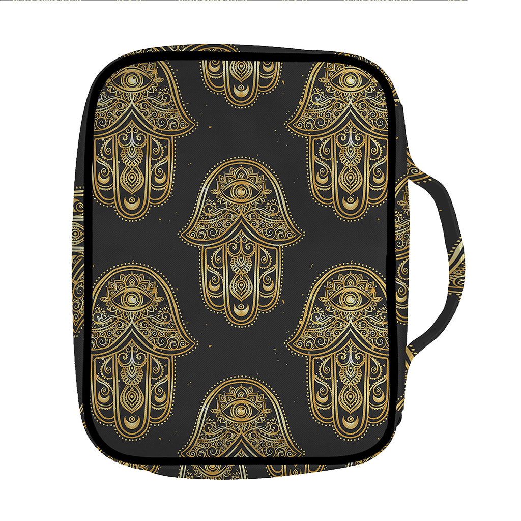 Gold Hamsa Pattern Print Front Pocket Bible Bag