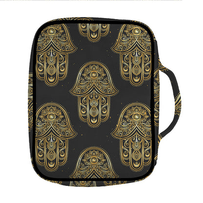 Gold Hamsa Pattern Print Front Pocket Bible Bag