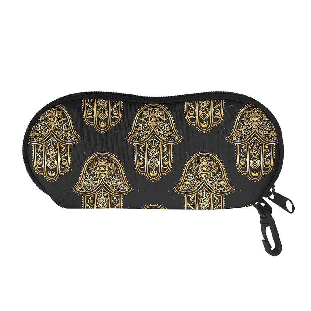 Gold Hamsa Pattern Print Glasses Case