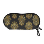 Gold Hamsa Pattern Print Glasses Case